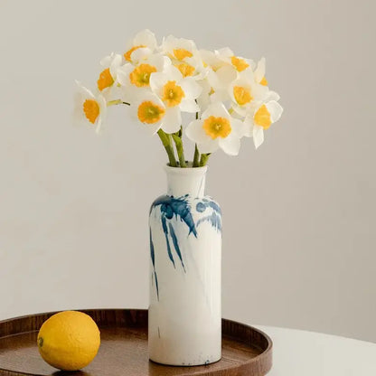 Graffiti ceramic vase blue & white splatter living room decor