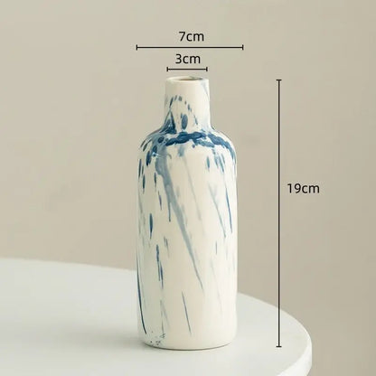 Graffiti ceramic vase blue & white splatter living room decor