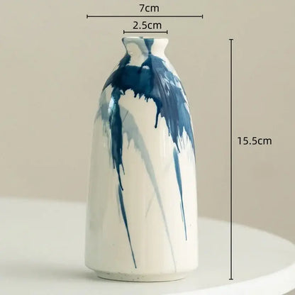 Graffiti ceramic vase blue & white splatter living room decor