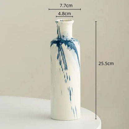 Graffiti ceramic vase blue & white splatter living room decor