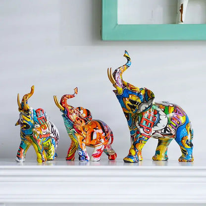 Graffiti elephant resin figurine living room home decor