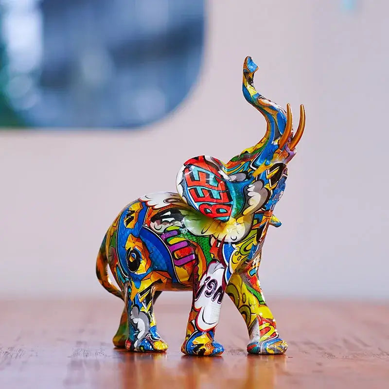 Graffiti elephant resin figurine living room home decor