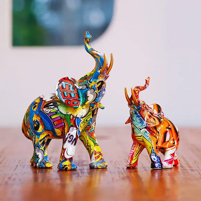 Graffiti elephant resin figurine living room home decor