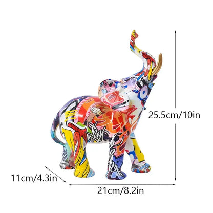Graffiti elephant resin figurine living room home decor
