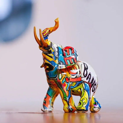 Graffiti elephant resin figurine living room home decor