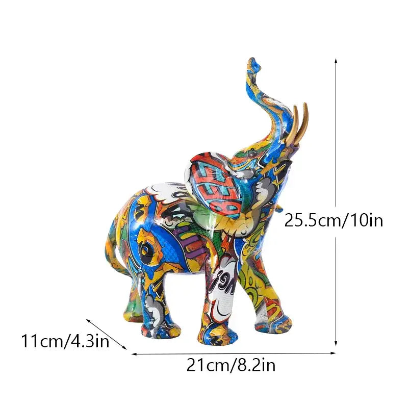 Graffiti elephant resin figurine living room home decor