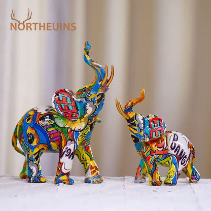 Graffiti elephant resin figurine living room home decor