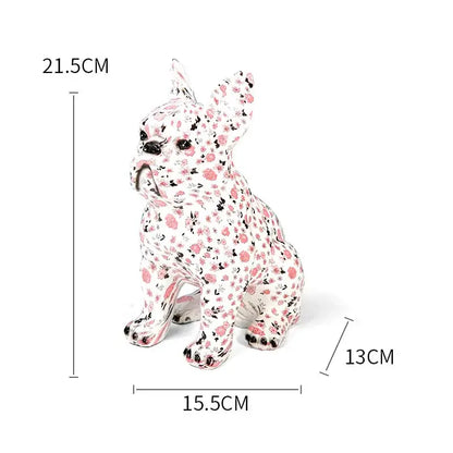 Graffiti & floral bulldog punk art resin sculptures living room decor