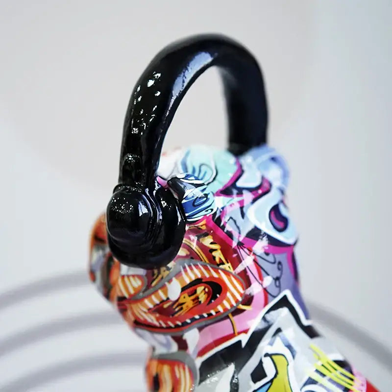 Graffiti resin bulldog headphone figurines living room decor