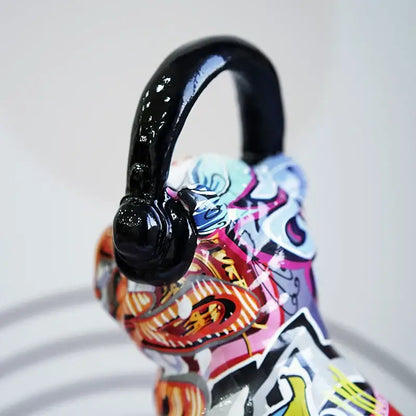 Graffiti resin bulldog headphone figurines living room decor