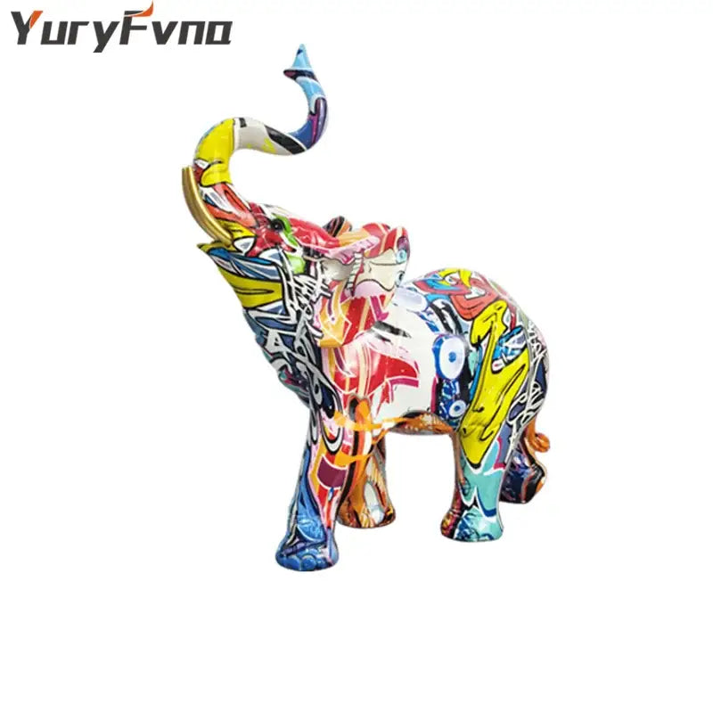 Graffiti resin elephant sculpture living room art figurine
