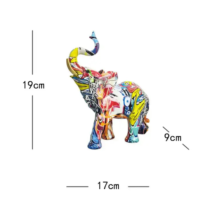 Graffiti resin elephant sculpture living room art figurine