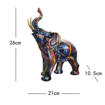 Graffiti resin elephant sculpture living room art figurine