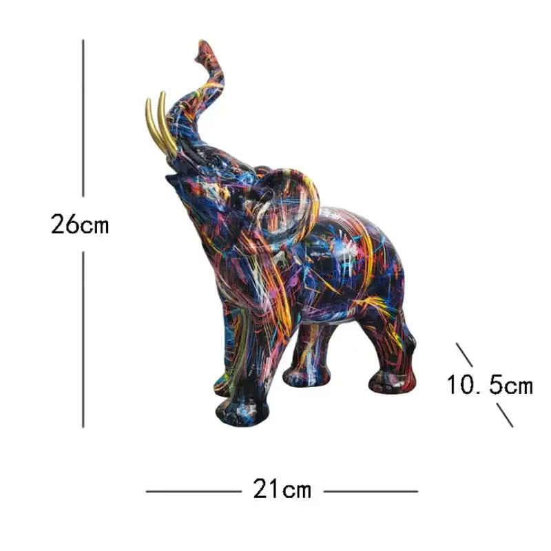 Graffiti resin elephant sculpture living room art figurine