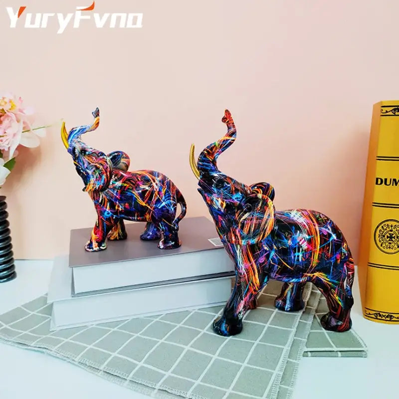 Graffiti resin elephant sculpture living room art figurine