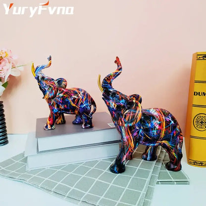 Graffiti resin elephant sculpture living room art figurine