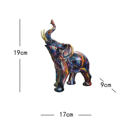Graffiti resin elephant sculpture living room art figurine