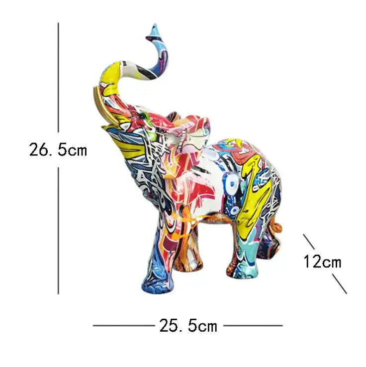 Graffiti resin elephant sculpture living room art figurine