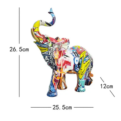 Graffiti resin elephant sculpture living room art figurine