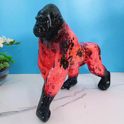 Graffiti street art gorilla sculpture living room resin decor