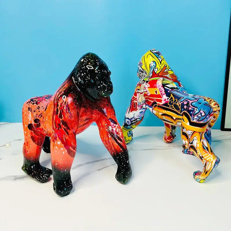Graffiti street art gorilla sculpture living room resin decor