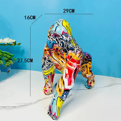 Graffiti street art gorilla sculpture living room resin decor