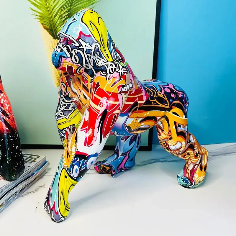 Graffiti street art gorilla sculpture living room resin decor