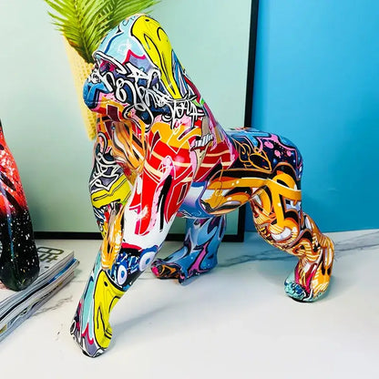 Graffiti street art gorilla sculpture living room resin decor