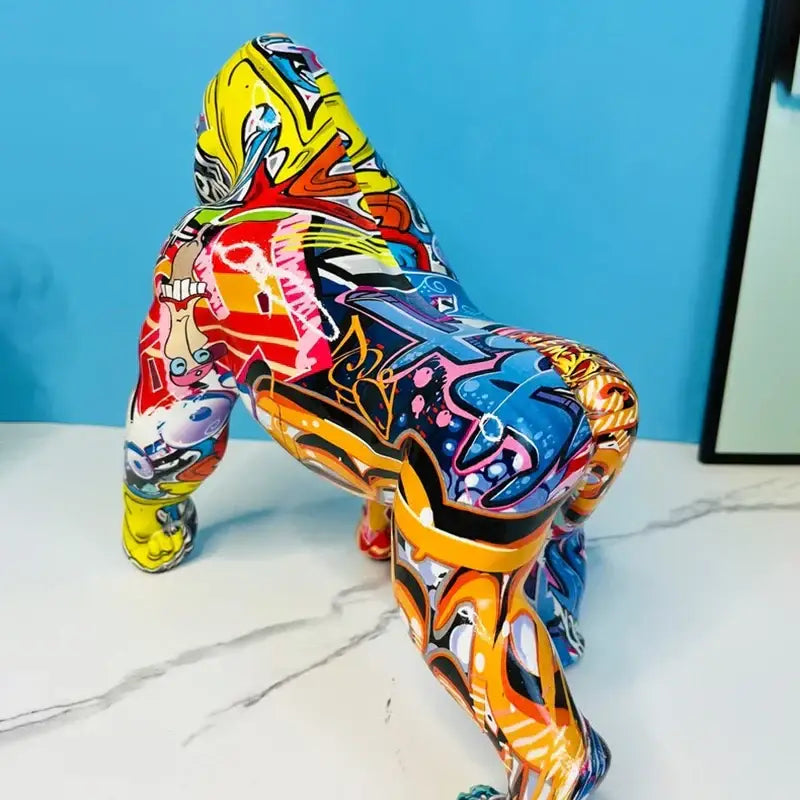 Graffiti street art gorilla sculpture living room resin decor