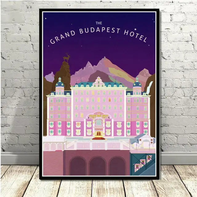 Grand budapest hotel minimalist wall art set living room decor