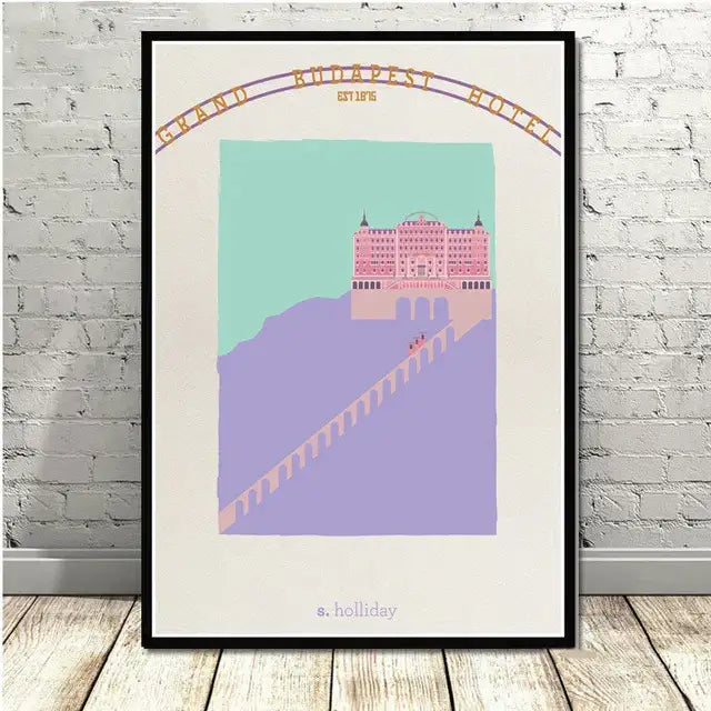 Grand budapest hotel minimalist wall art set living room decor