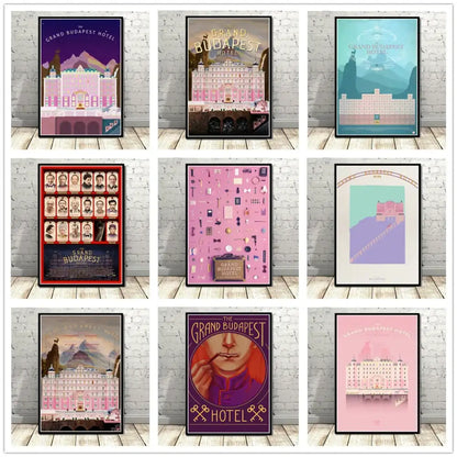 Grand budapest hotel minimalist wall art set living room decor