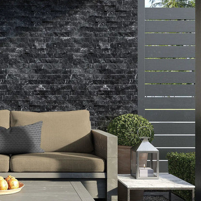 Graphite Black Rock Face Marble Ledger Panel 6x24