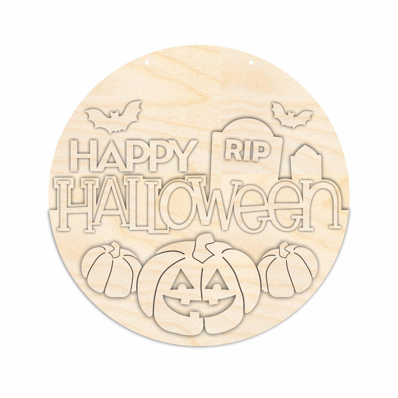 Unfinished Wood Graveyard Halloween Door Sign Kit | Wood Craft Cutouts | 1/4" Thick |