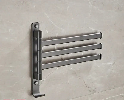 Gray aluminum swivel towel hanger bathroom folding metal rack