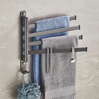 Gray aluminum swivel towel hanger bathroom folding metal rack