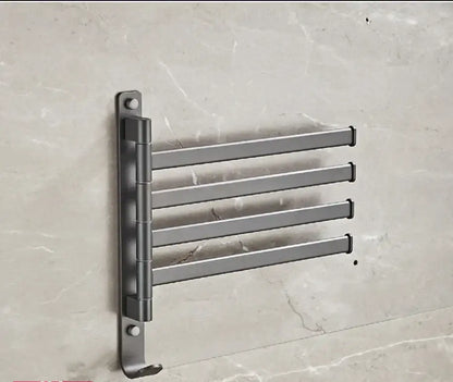 Gray aluminum swivel towel hanger bathroom folding metal rack