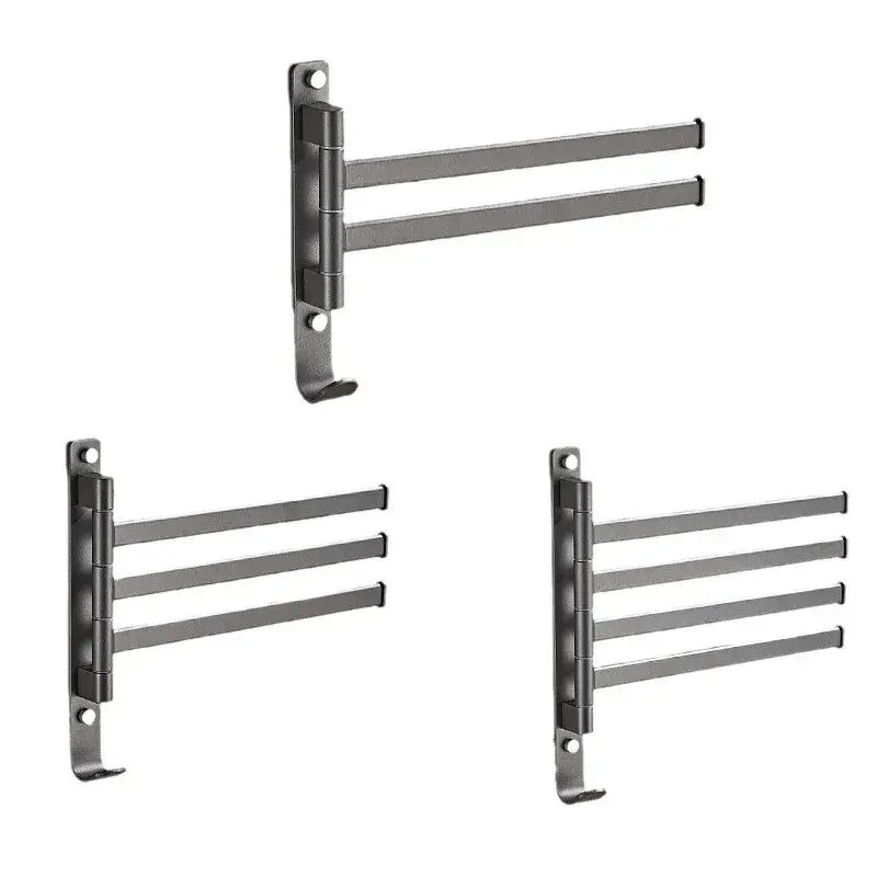 Gray aluminum swivel towel hanger bathroom folding metal rack
