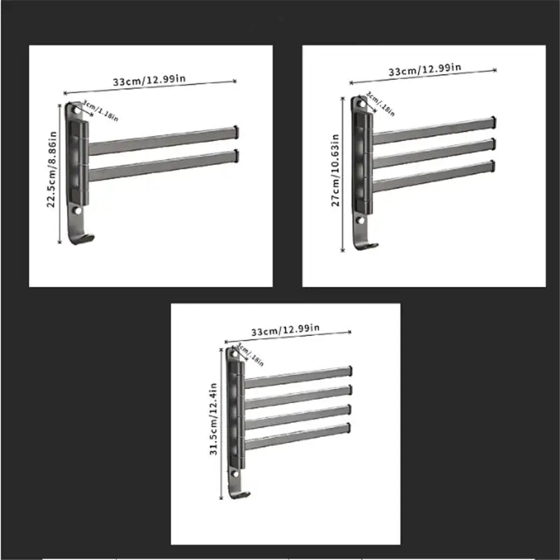 Gray aluminum swivel towel hanger bathroom folding metal rack