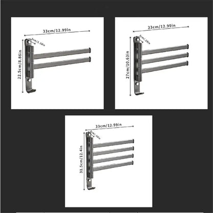 Gray aluminum swivel towel hanger bathroom folding metal rack