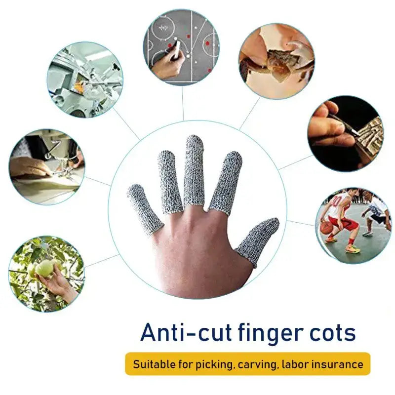 Gray and black anti-cut finger protector sleeves kitchen tool set
