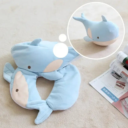 Gray and black penguin cute plush animal neck pillow bedroom travel