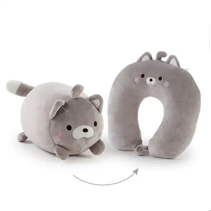 Gray and black penguin cute plush animal neck pillow bedroom travel