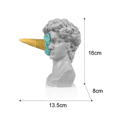 Gray and teal ice cream david statue living room resin sculpture