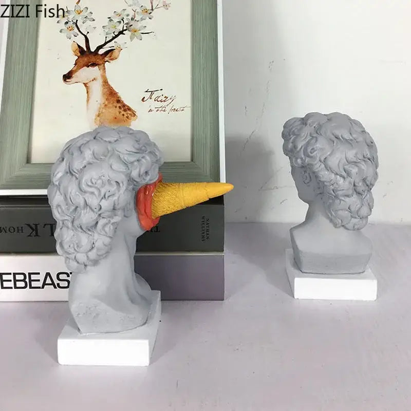 Gray and teal ice cream david statue living room resin sculpture