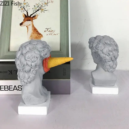 Gray and teal ice cream david statue living room resin sculpture