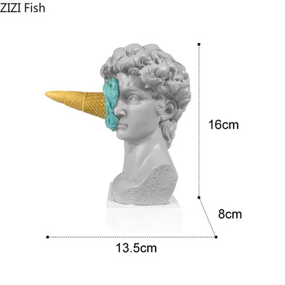 Gray and teal ice cream david statue living room resin sculpture