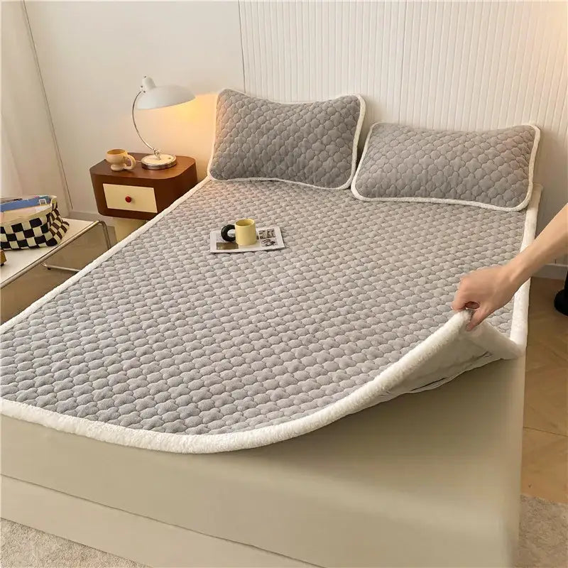 Gray and white antibacterial milk velvet mattress – bedroom blanket