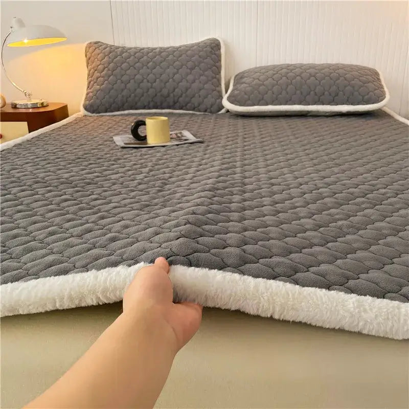 Gray and white antibacterial milk velvet mattress – bedroom blanket