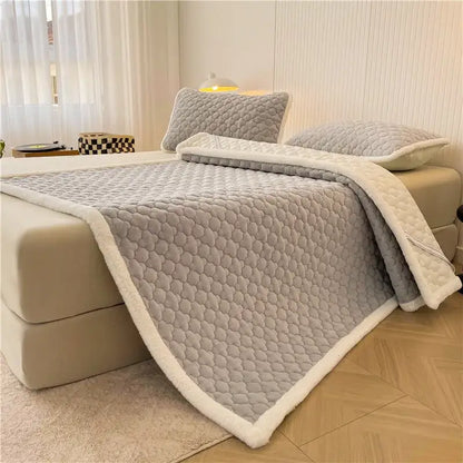 Gray and white antibacterial milk velvet mattress – bedroom blanket